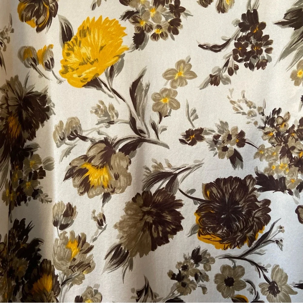 Tara Jarmon gray and yellow silk midi skirt